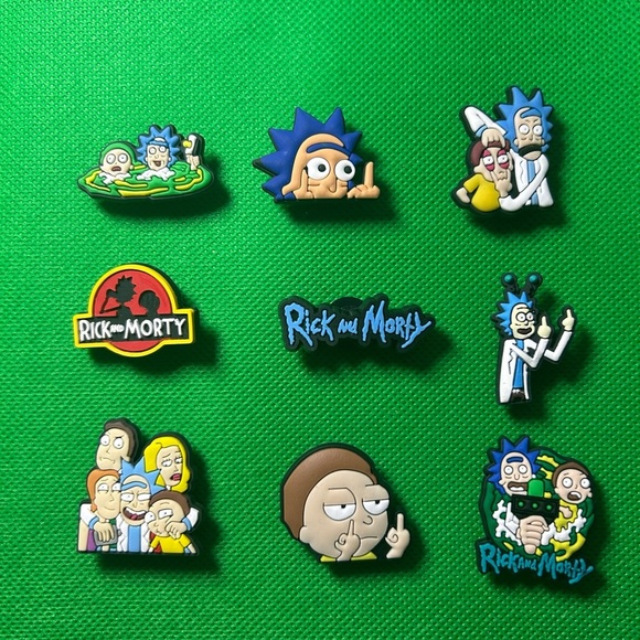 Set of 9 Rick and Morty Croc Charms. Bundle to save more. - Picture 1 of 1